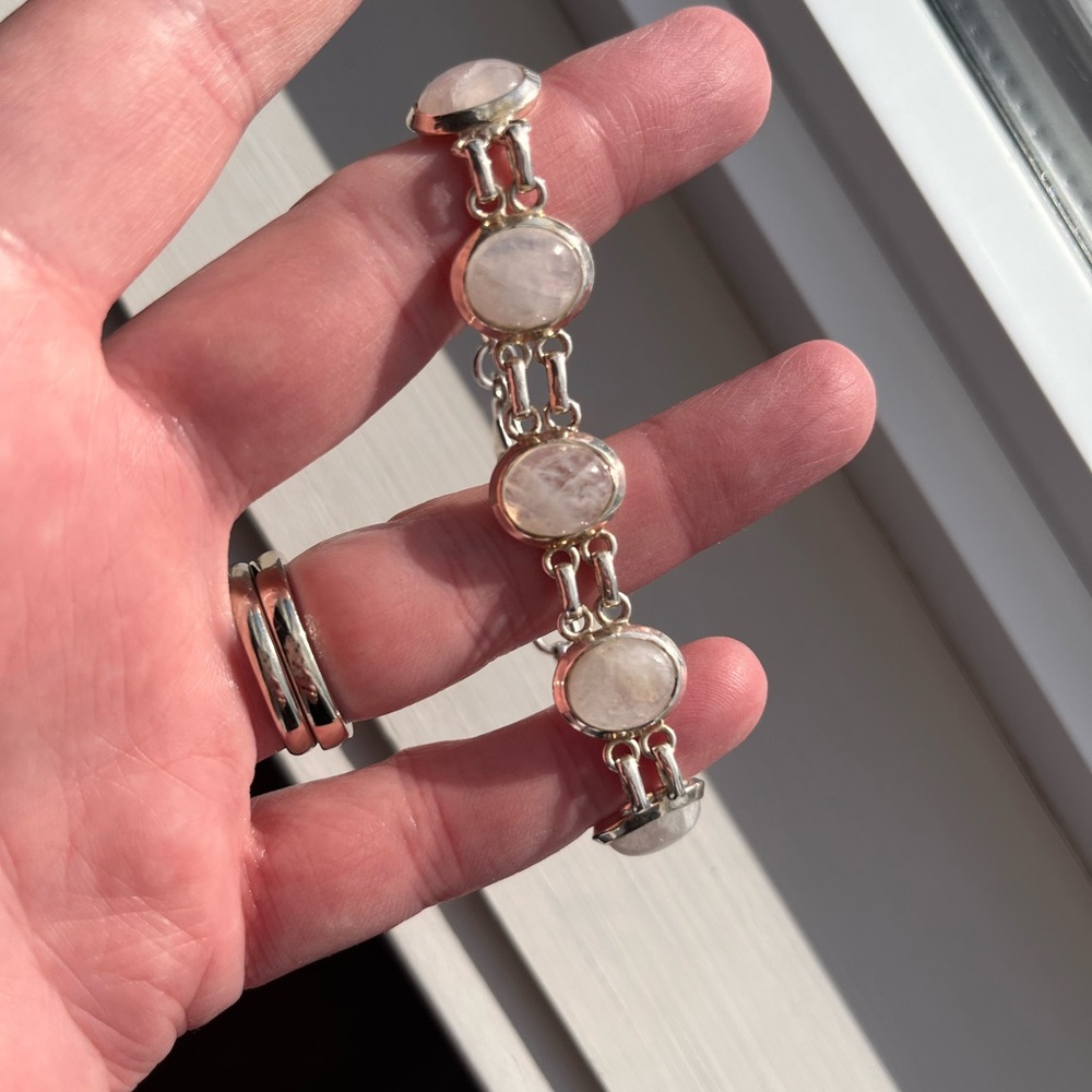 Stamped 925 sterling Silver and moonstone Bracelet